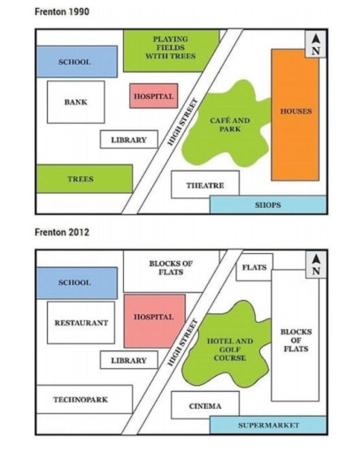 Image for topic: Th emaps show the changes of Frenton town over the 22 years.