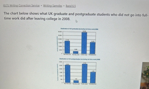 Image for topic: The chart below shows what UK graduate and postgraduate students who did not go into full-time work did after leaving college in 2008.
