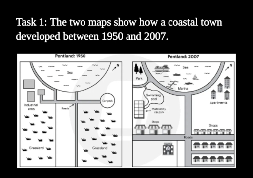 Image for topic: The two maps show how a coastal town developed between 1950 and 2007.