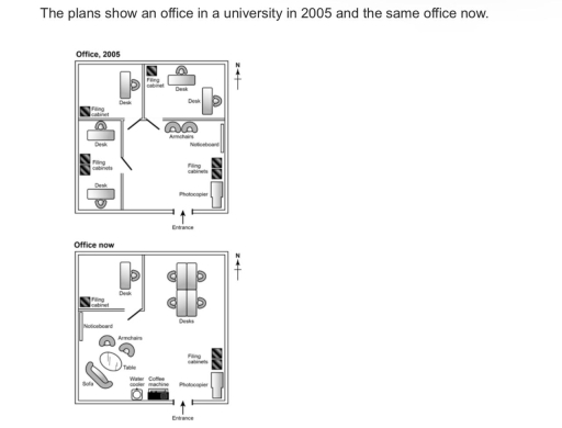 Image for topic: The plans show an office in a university in 2005 and the same office now.