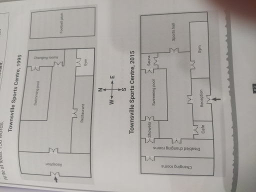 Image for topic: The two plans below show a sports center and it's surrounding in 1995 and the changes that had taken place by 2015.