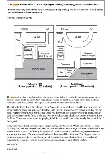 Image for topic: The maosh below show the changes of a school from 1985 to present time