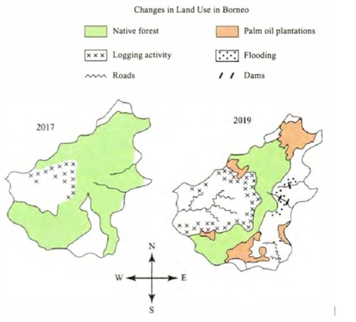 Image for topic: The maps show changes that have taken place on the island between 1970 and 2019