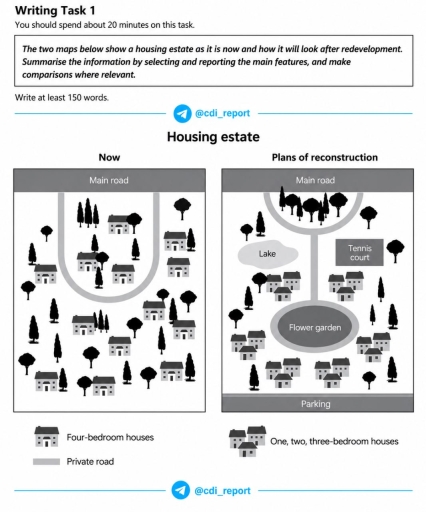Image for topic: The two maps below show a housing estate as it is now and how it will look after redevelopment.