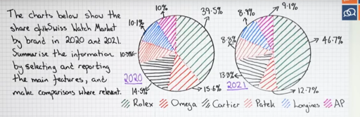 the charts below show the share of the swiss watch market by brand in ...