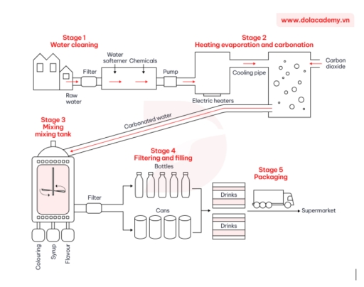 Image for topic: The diagram below shows the process of producing bottled and canned carbonate drinks. Summarize the information by describing the main features of the charts and making comparisons where appropriate.