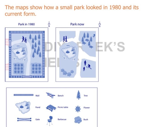 Image for topic: The maps show how a small park looked in 1980 and its current form.