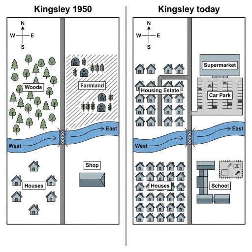 Image for topic: The maps shows how Kingsley changed from 1950 to now.