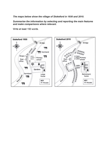 The maps below show the village of Stokeford in 1930 and 2010 ...