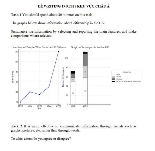 Image for topic: The graph below show information about citizenship in the UK