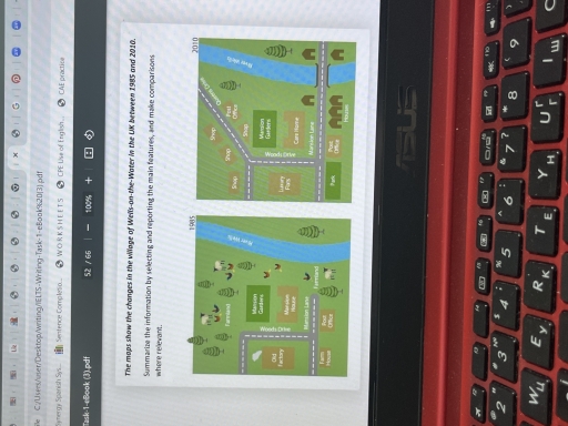 Image for topic: The maps show the changes in the village of Wells-on-the-Water in the UK between 1985 and 2010. Summarize the information by selecting and reporting the main features, and make comparisons where relevant.