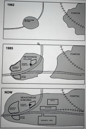 Image for topic: The map represent original construction of island in 1962 ,changes in 1985 and increased transport and estate system now.