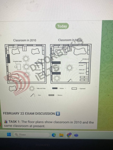 Image for topic: the floor plans of a classroom in 2010 and the same classroom today.