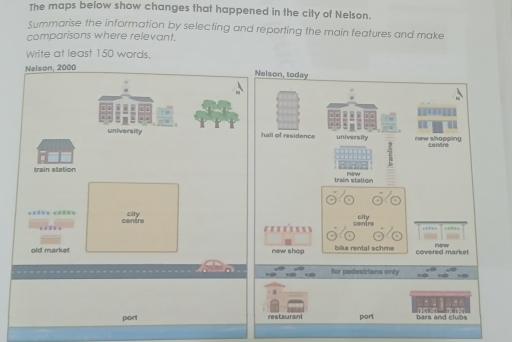 Image for topic: The maps below show changes that happened in the city of Nelson.