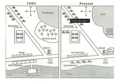 Image for topic: The maps below show the village of Stokeford in 1995 and now.