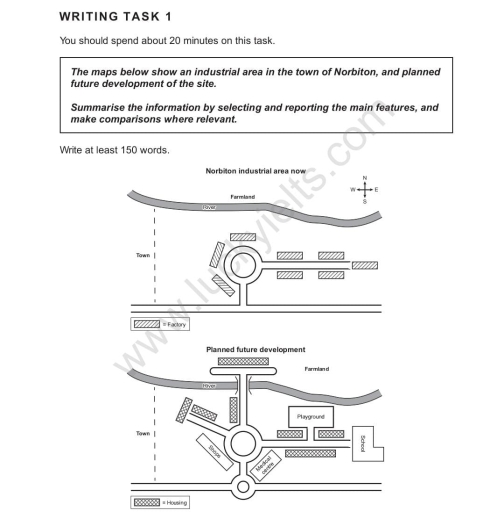 Image for topic: the maps below an industrial area in the town of Norbition, and planned future development of the site,