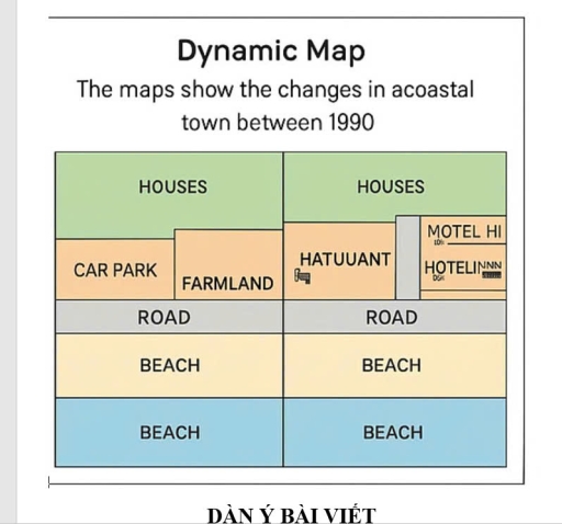 Image for topic: The maps show the changes in a coastal town between 1990 and now.
