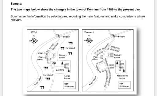 Image for topic: Map showing changes in the town of Denham from 1986 to the present day