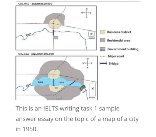 Band 6: The given map illustrates the development of the city in 1950s ...