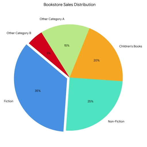 Image for topic: The pie chart illustrates the proportion of different book genres sold in a particular year.