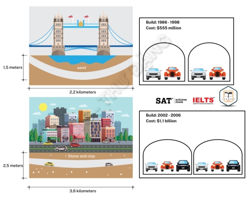 Band 7: The diagrams below give information about two road tunnels in ...