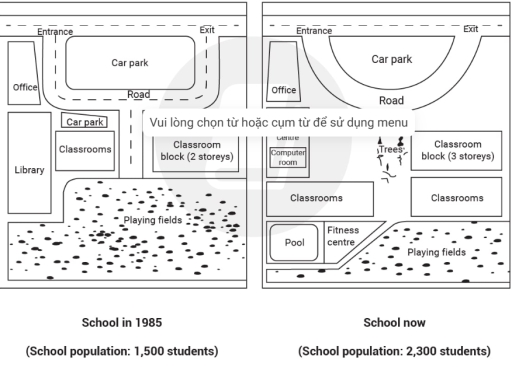 Image for topic: The plan show a school in 1985 and the school now The maps illustrate the layout of a particular school in 1985 and how it looks currently.