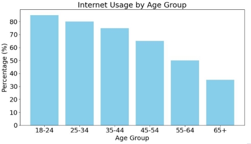 You are given a bar chart that compares the internet usage in different ...