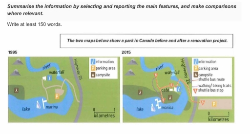 Band 5: The two maps below show a park in Canada before and after a ...
