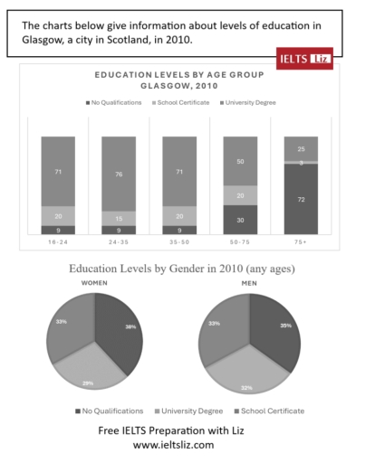 Image for topic: The chart below gives information about the level of education in gLASGLOW I 2010