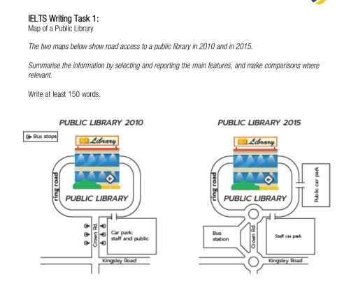Image for topic: The two maps below show road show road access to a public library in 2010 and in 2015.