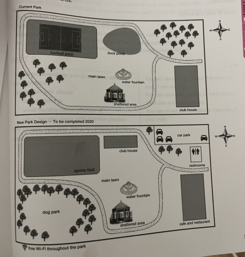 Band 4: The two maps below show a park as it is today and planned ...