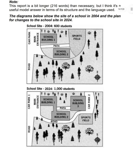Image for topic: The past school plan and the future one to accommodate more students and add more buildings, car park and a road.
