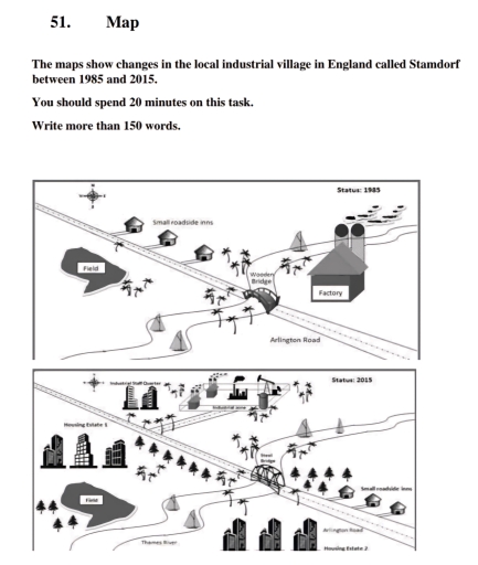 Image for topic: The maps show changes in the local industrial village in England called Stamdorf between 1985 and 2015.