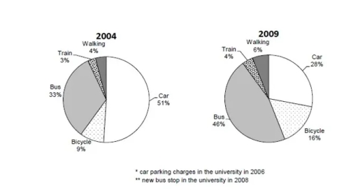 Image for topic: The charts show the main methods of transportation for people travelling