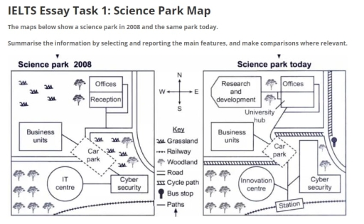 Image for topic: The maps bellow show a science Park in 2008 and the same Park today.