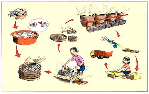 Image for topic: The diagram shows the small-scope about production of smoked fish.