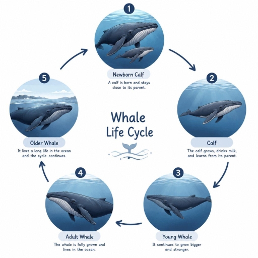Image for topic: The diagram below shows the life cycle of a whale. Summarise the information by selecting and reporting the main features, and make comparisons where relevant.