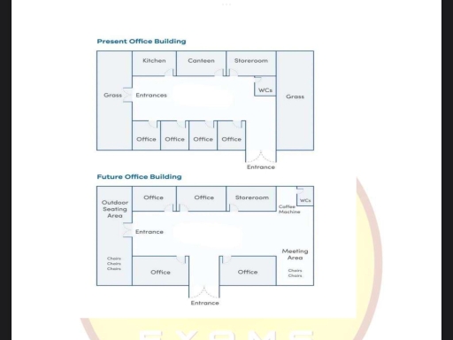 Band 6: The maps show a present layout of an office building and plans ...