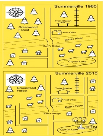 Image for topic: The maps below show the town of summervillle in 1960 and 2010.